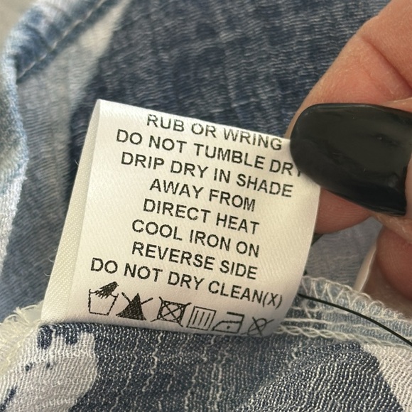 PAPILLION size small ladies VISCOSE flowing Boho blue two-tone with white shirt - Picture 10 of 10